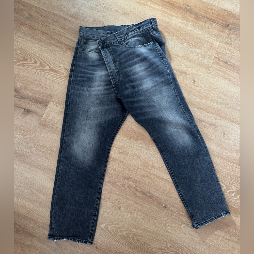 R13 Women's Slim Straight Washed Black Jeans